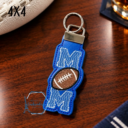 Football Mom Long Key Fob Embroidery Design - 4x4
